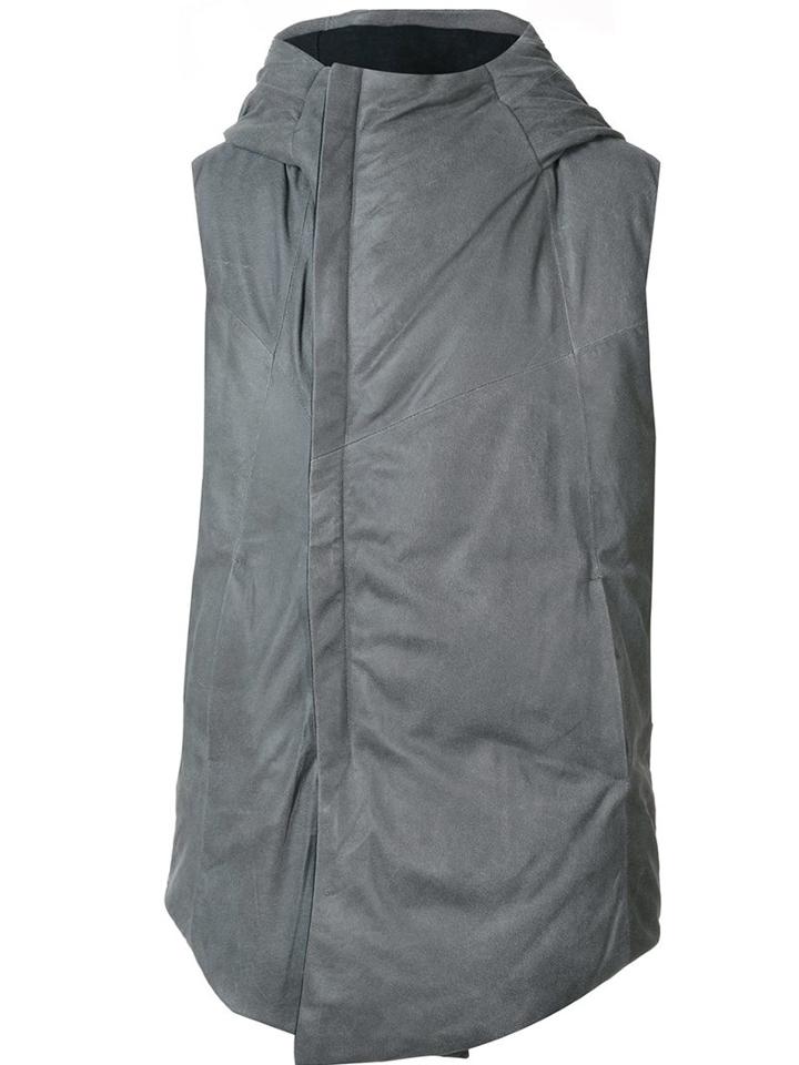10sei0otto Sleeveless Large Lapels Gilet, Men's, Grey, Cotton/linen/flax/leather/cashgora