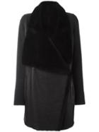 Yves Salomon Thick Lapel Mid Coat, Women's, Size: 38, Black, Lamb Skin/wool/cashmere/lamb Fur
