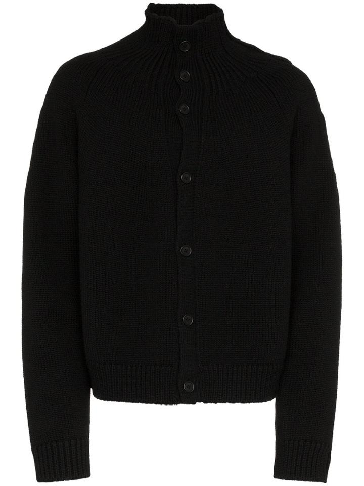 Yohji Yamamoto High Neck Wool Cardigan - Black