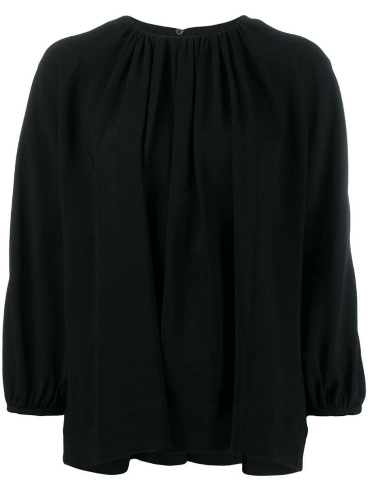 Rochas Pleated Long Sleeved Top - Black