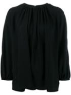 Rochas Pleated Long Sleeved Top - Black