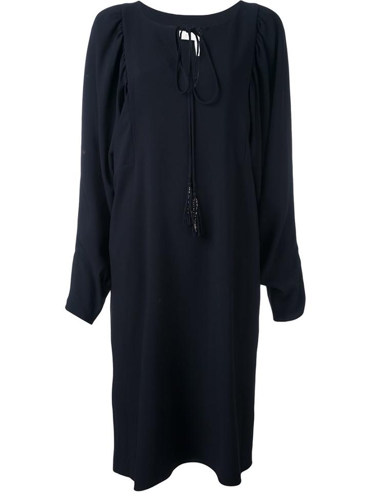 Chloé Tasselled Shift Dress, Women's, Size: 36, Blue, Acetate/viscose/silk