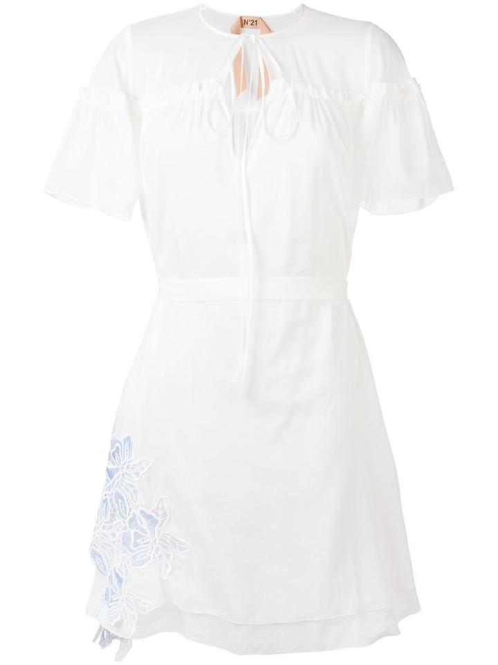 No21 Embroidered Shift Dress, Women's, Size: 42, White, Silk/cotton/polyester