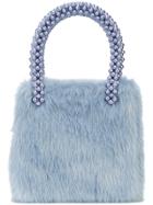 Shrimps Beaded Round Top Handle Tote - Blue