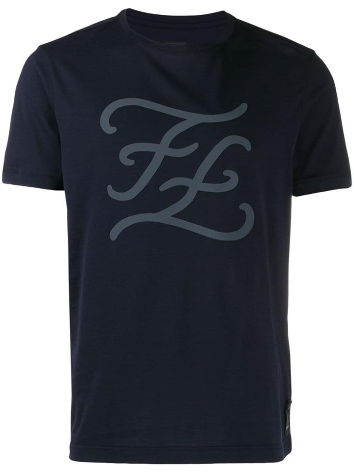 Fendi Karligraphy Logo T-shirt - Blue
