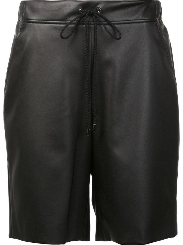 Giamba Leather Effect Lace Up Shorts, Women's, Size: 40, Black, Polyurethane/polyester