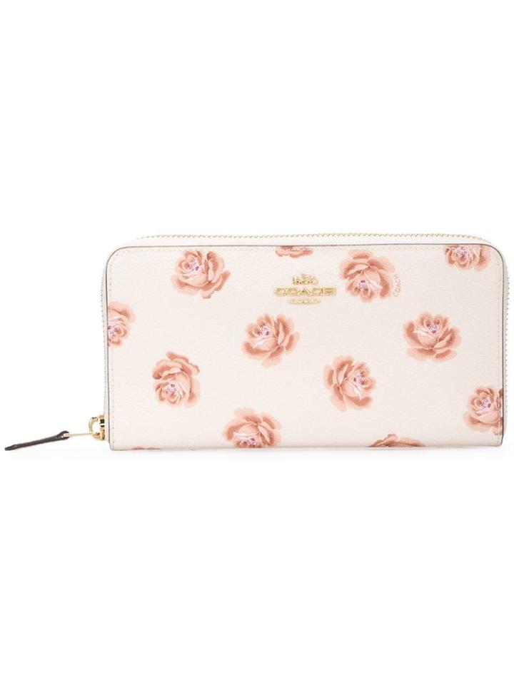 Coach Rose Print Accordion Wallet - White