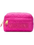 Moschino Quilted Logo Clutch, Women's, Pink/purple, Polyester