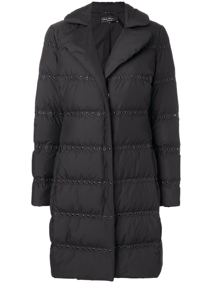 Salvatore Ferragamo Eyelet Detail Puffer Jacket - Black
