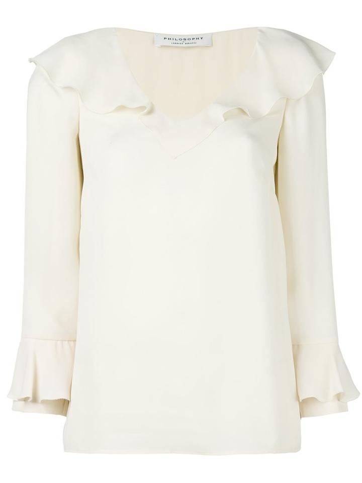 Philosophy Di Lorenzo Serafini Ruffle Detail Blouse, Women's, Size: 42, White, Polyester