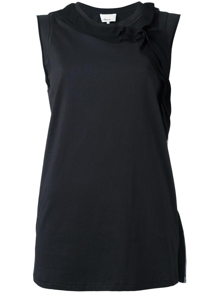 3.1 Phillip Lim Ruffled Trim Tank Top, Women's, Size: Small, Black, Silk/cotton
