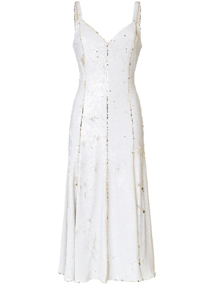Racil Marilyn Two Tone Sequin Embellished Midi Dress - White
