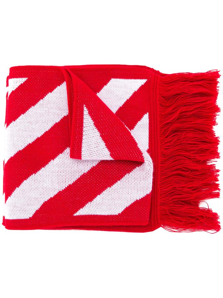 Off-white - Diagonals And Arrows Scarf - Unisex - Polyacrylic - One Size, Red, Polyacrylic