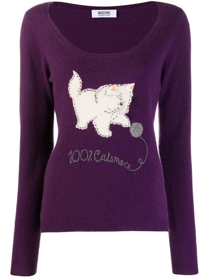 Moschino Pre-owned Intarsia Cat Jumper - Purple