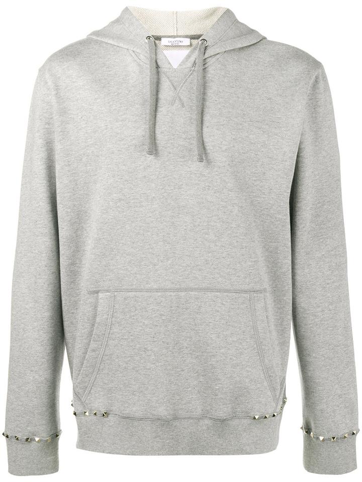 Valentino - Pyramid Stud Hoodie - Men - Cotton/polyamide - M, Grey, Cotton/polyamide