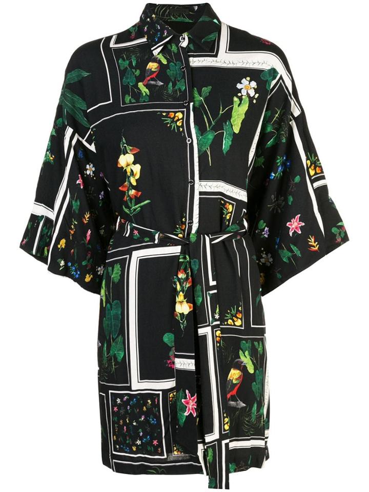 Osklen Floral Print Shirt Dress - Black
