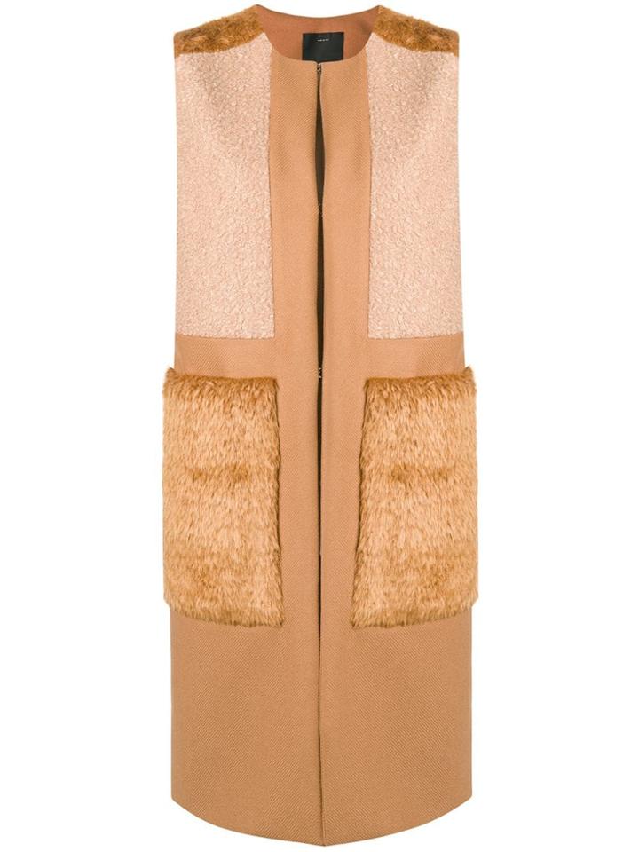 Pinko Long Knit Gilet - Brown