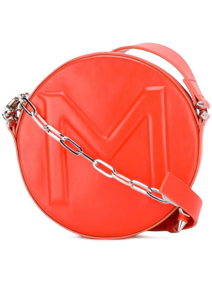 Mugler Round Crossbody Bag, Women's, Yellow/orange, Leather