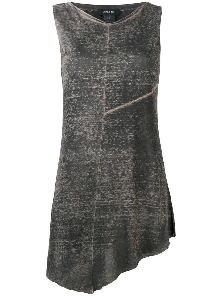 Avant Toi - Asymmetric Hem Tank Top - Women - Linen/flax - Xs, Women's, Black, Linen/flax