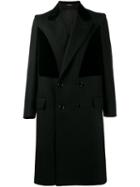 Alexander Mcqueen Contrast Panel Coat, Men's, Size: 52, Black, Cotton/viscose/virgin Wool