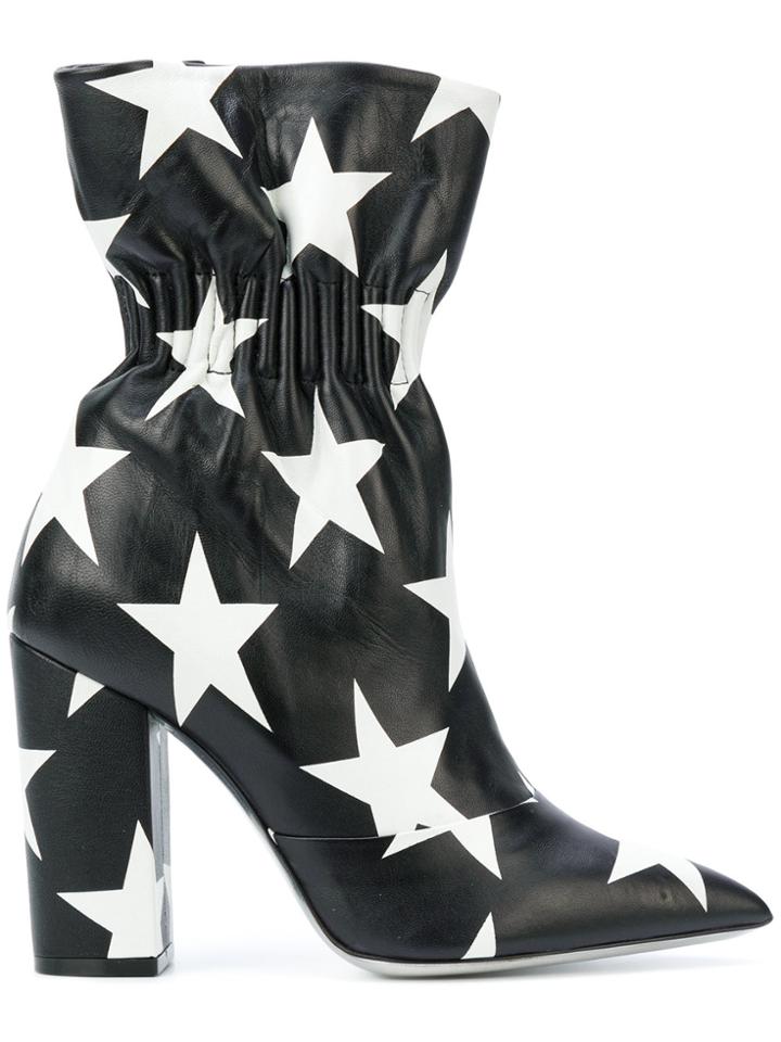 Msgm Star Print Elasticated Ankle Boots - Black