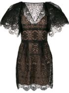 Alberta Ferretti Short Lace Dress - Black