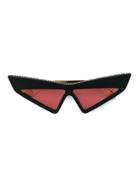 Gucci Eyewear Studded Futuristic Sunglasses - Black