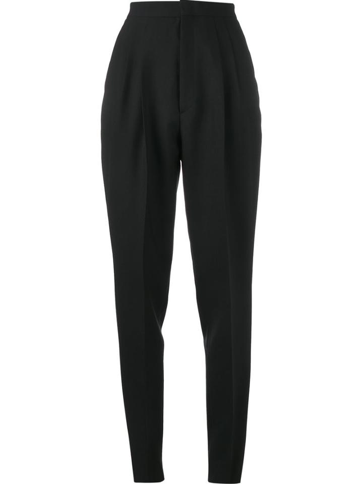 Saint Laurent High Waist Trousers, Women's, Size: 42, Black, Wool/mohair/cotton
