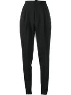 Saint Laurent High Waist Trousers, Women's, Size: 42, Black, Wool/mohair/cotton