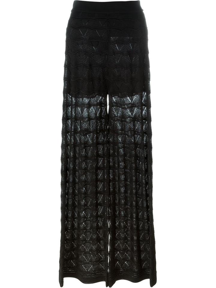 M Missoni Crochet Palazzo Pants, Women's, Size: 40, Black, Cotton/viscose/polyester