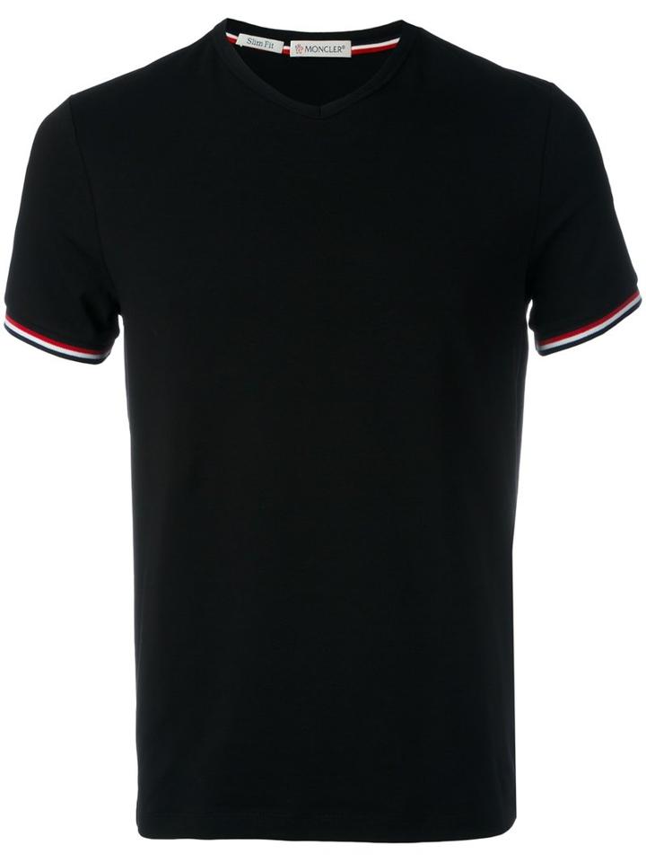 Moncler Classic V-neck T-shirt, Men's, Size: Small, Black, Cotton/spandex/elastane/nylon