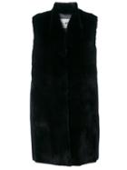 Manzoni 24 - Sleeveless Panelled Coat - Women - Mink Fur/cashmere/wool - 44, Blue, Mink Fur/cashmere/wool