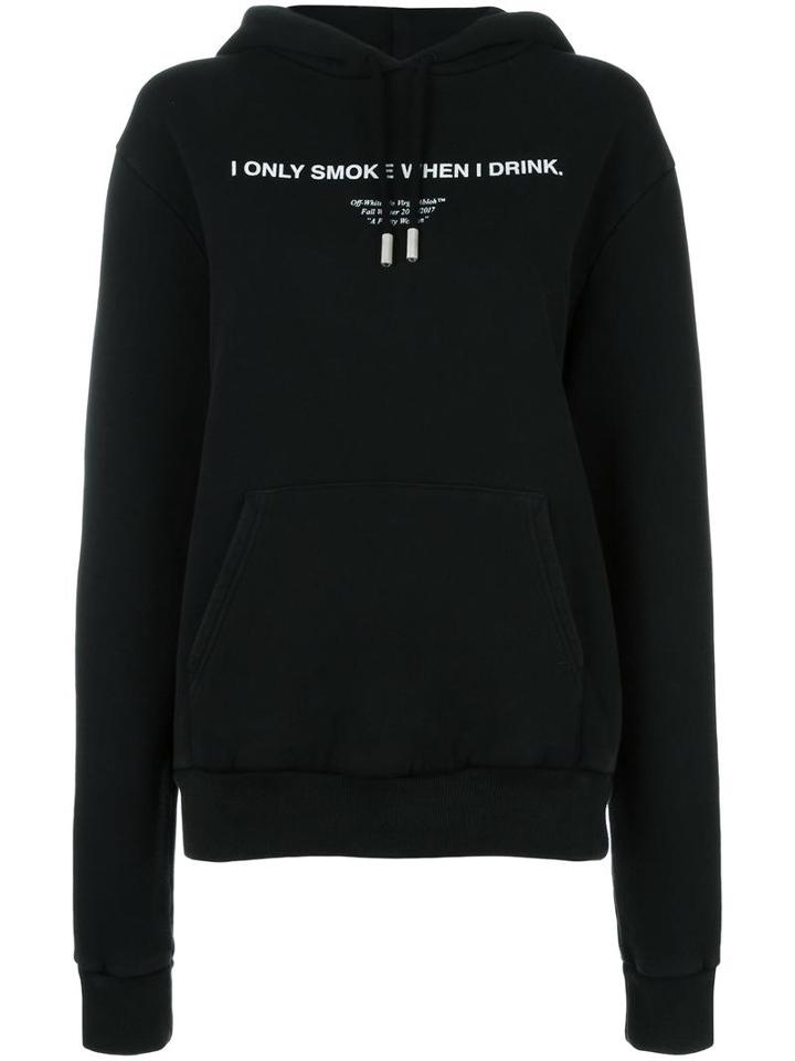 Off-white 'i Only Smoke When I Drink' Hoodie, Women's, Size: Large, Black, Cotton