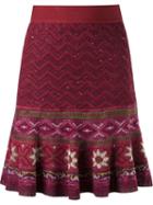 Cecilia Prado Tricot Flared Skirt, Women's, Size: P, Red, Acrylic/viscose