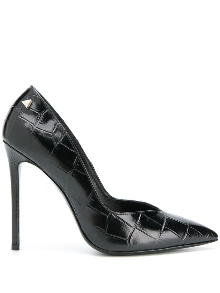 Grey Mer Textured Leather Pumps - Black