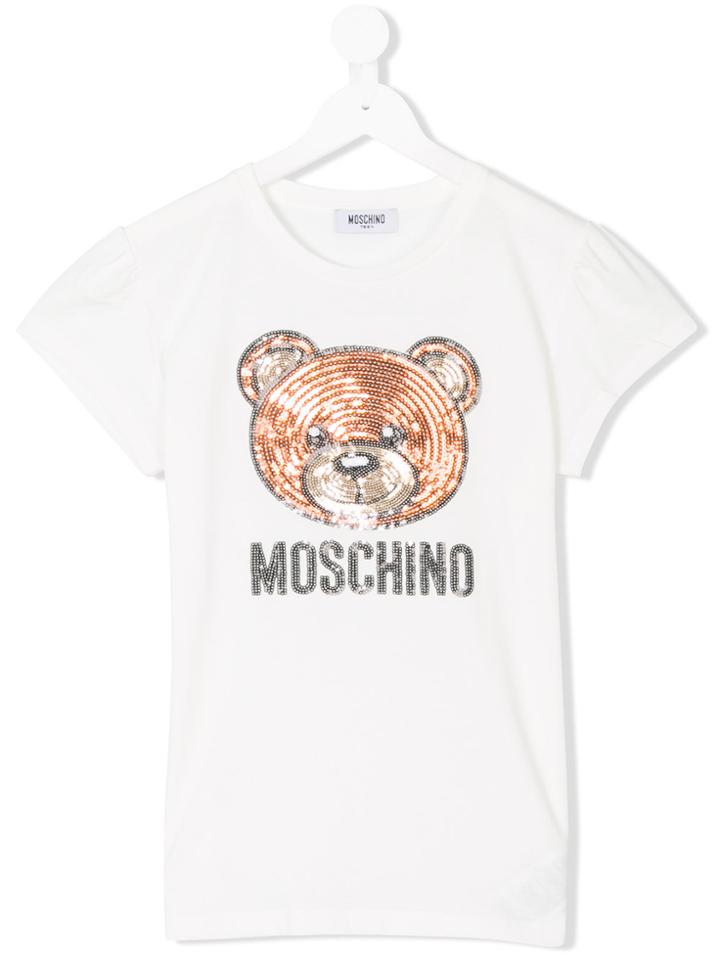Moschino Kids Teen Embellished Bear T-shirt - White