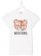 Moschino Kids Teen Embellished Bear T-shirt - White