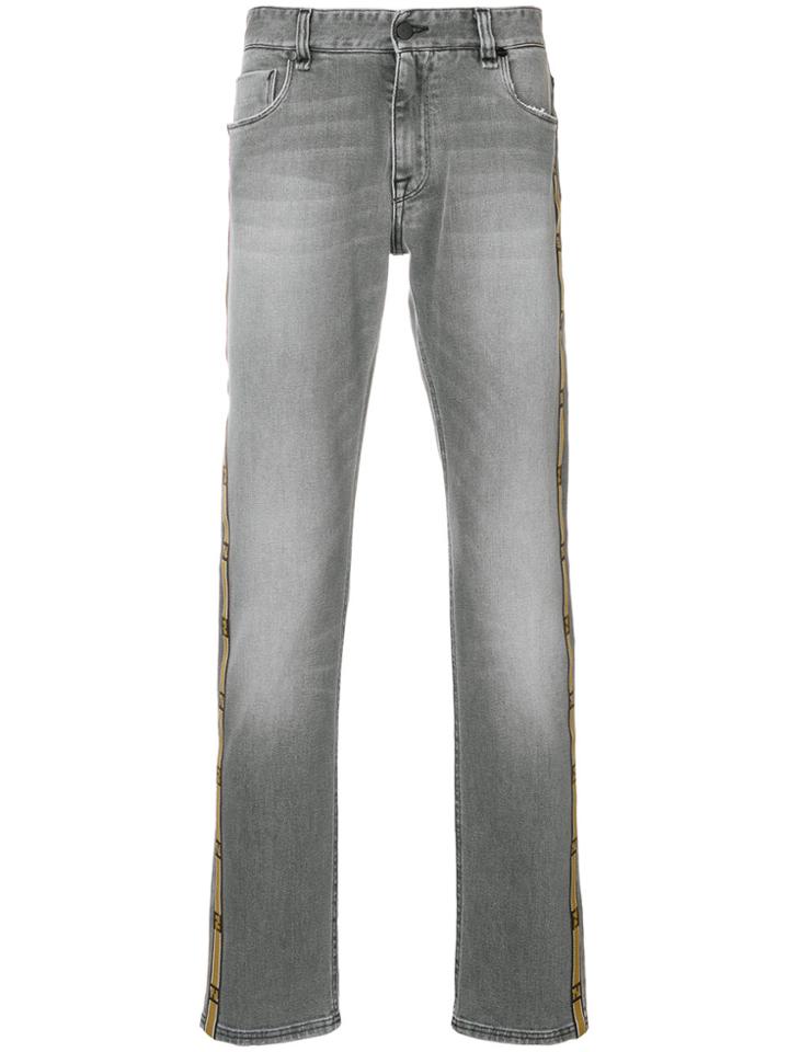 Fendi Logo Stripe Jeans - Black