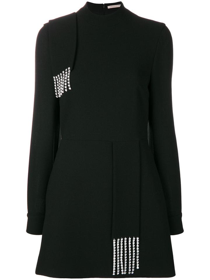 Christopher Kane Crystal Crepe Mini Dress - Black