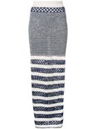 Balmain Open Knit Maxi Skirt - Blue