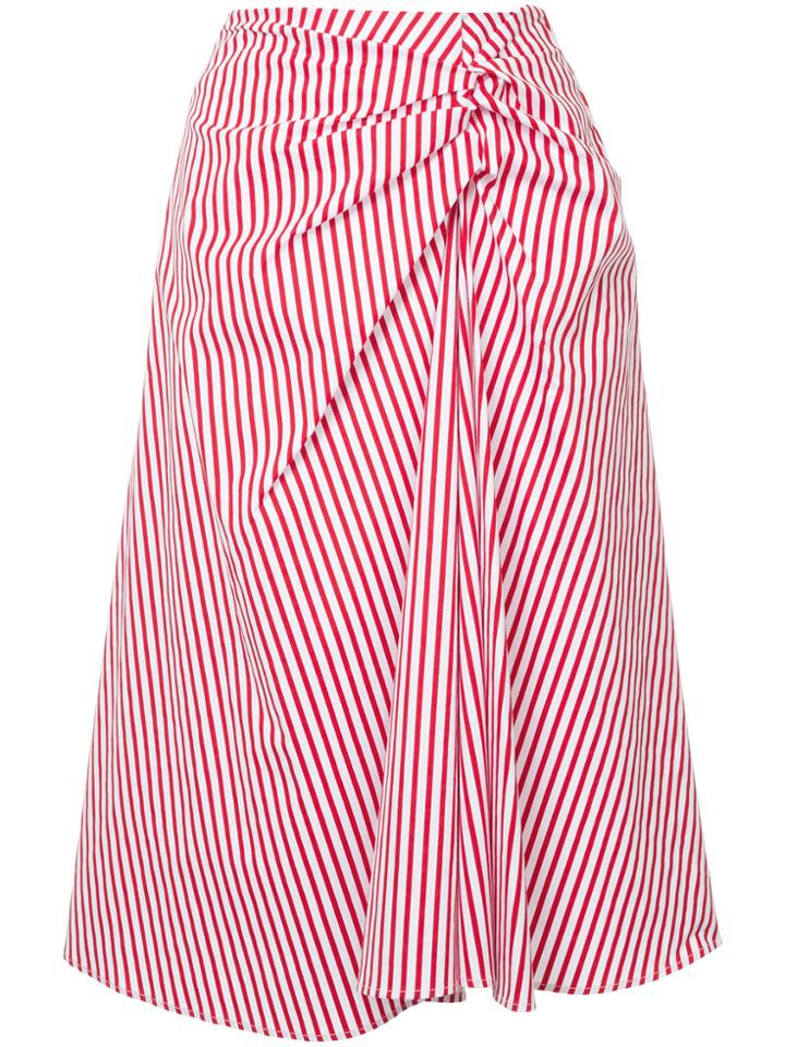 Muveil Twisted Front Striped Skirt - Red