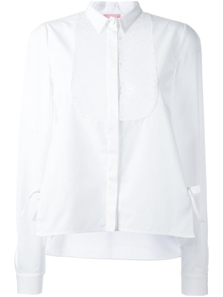 Giamba Sheer Panel Shirt, Women's, Size: 40, White, Cotton/polyamide