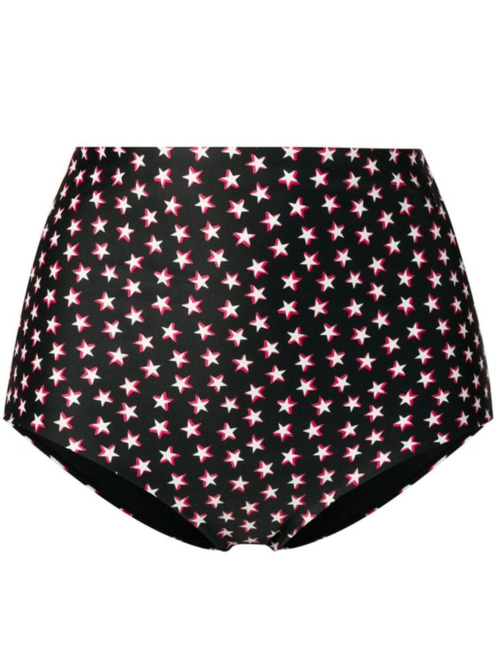 Saint Laurent Star Print High-waisted Bikini Bottoms - Black
