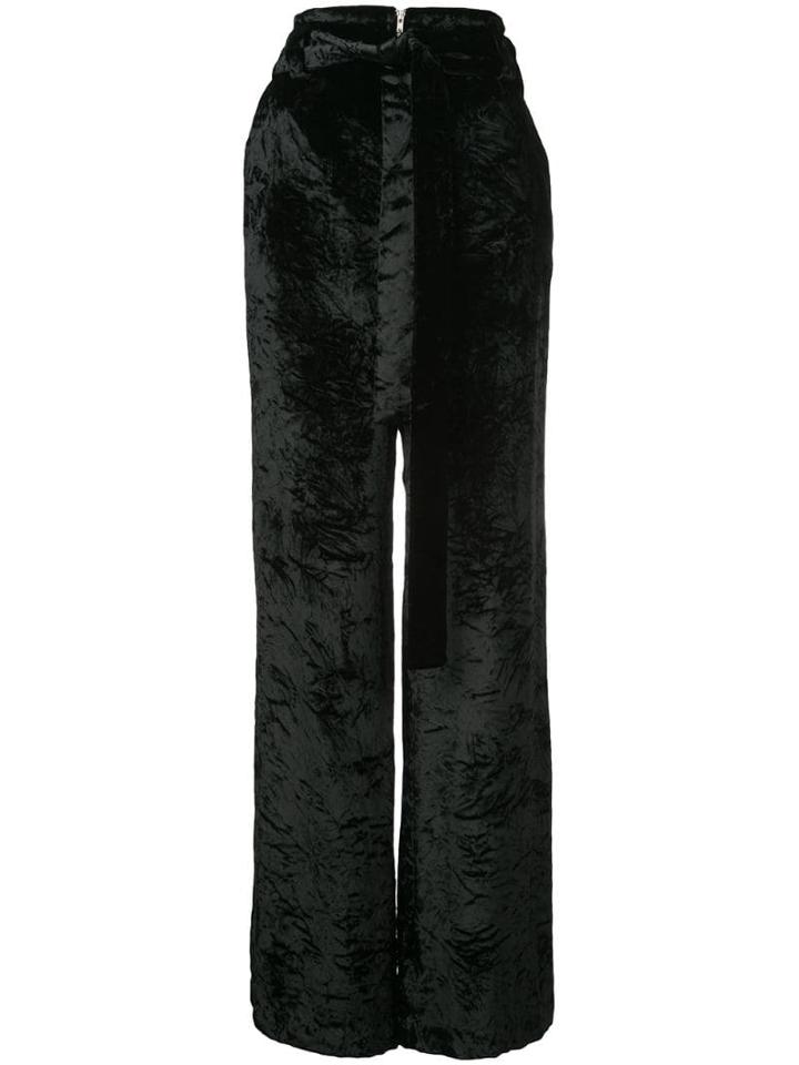 Proenza Schouler Crushed Velvet Wide Leg Pants - Black