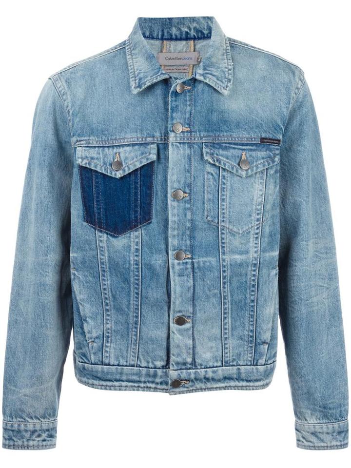 Calvin Klein Jeans Chest Pockets Denim Jacket, Men's, Size: Medium, Blue, Cotton