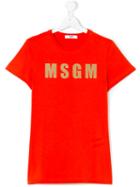 Logo T-shirt - Kids - Cotton - 14 Yrs, Yellow/orange, Msgm Kids