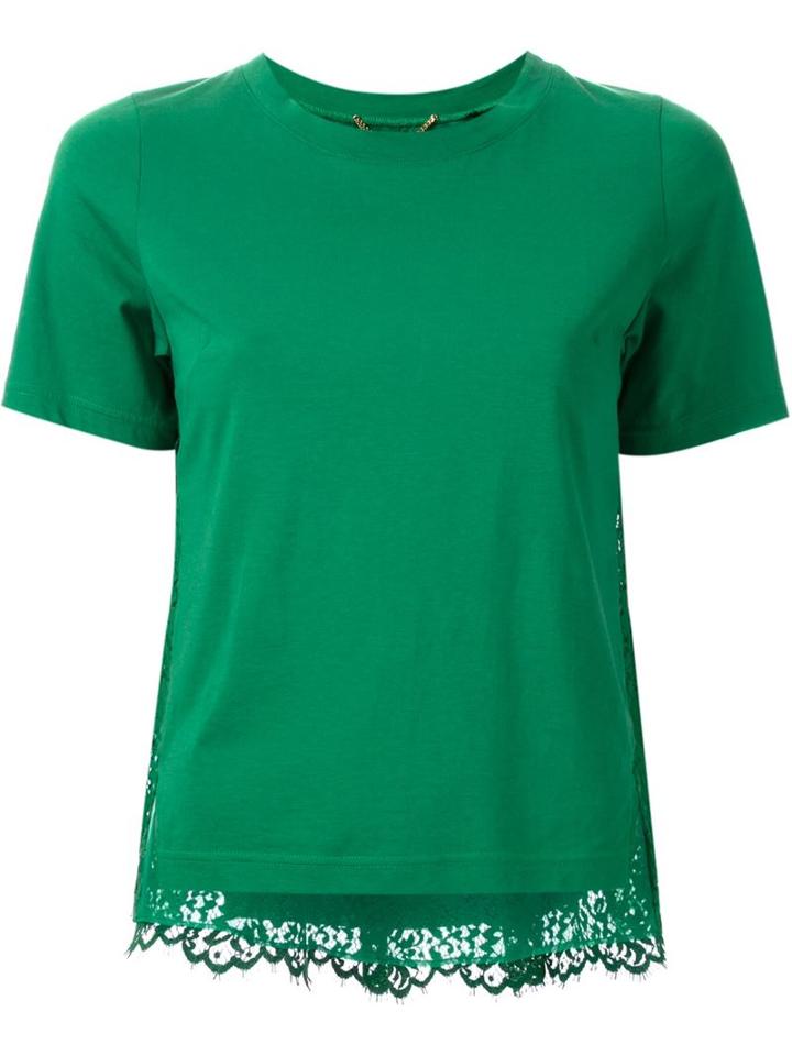 Muveil Lace Back T-shirt, Women's, Size: 38, Green, Cotton/nylon/polyurethane