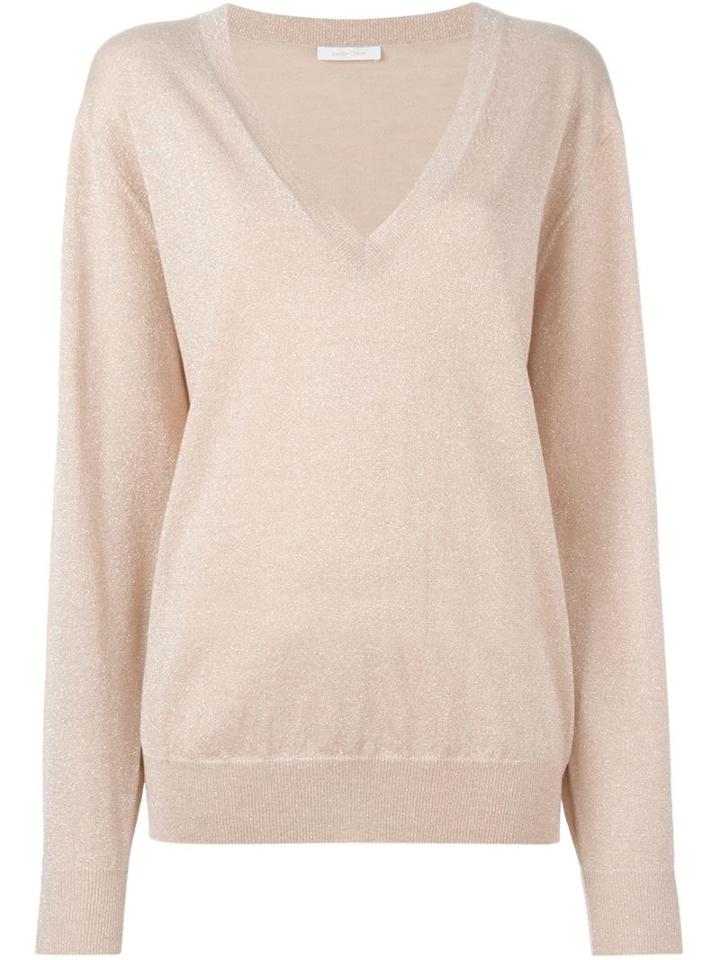 See By Chloé Oversized V-neck Sweater, Women's, Size: Small, Pink/purple, Polyester/wool