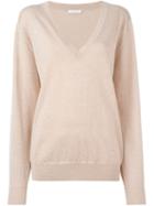 See By Chloé Oversized V-neck Sweater, Women's, Size: Small, Pink/purple, Polyester/wool