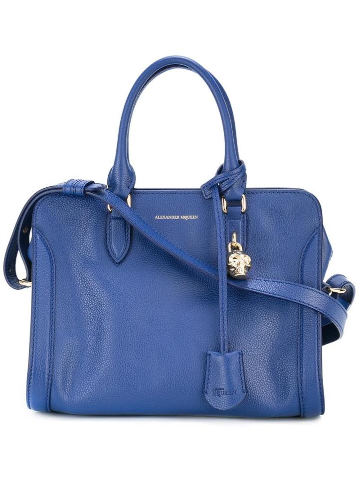 Alexander Mcqueen Padlock Crossbody Bag, Women's, Blue, Leather